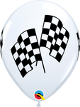 Qualatex Latex 11" Round Racing Flags Balloons (50 pack)