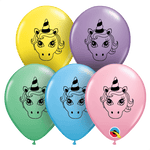 Qualatex Latex 5" Round Unicorn Head Balloons (100 pack)