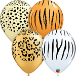 Qualatex Latex 50 Animal Print Safari Balloons — 11" Round Desert Tones