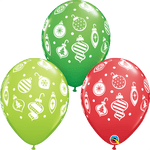 Qualatex Latex Assorted Christmas Ornaments & Dots 11″ Latex Balloons (50 count)