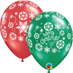 Qualatex Latex Assorted Christmas! Snowflakes 11″ Latex Balloons (50 count)