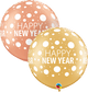 Surtido de globos de látex de 3′ con puntos redondos de feliz año nuevo (2 unidades)