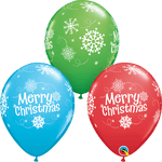 Qualatex Latex Assorted Merry Christmas Snowflakes 11″ Latex Balloons (50 count)