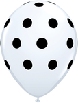 Qualatex Latex Big Polka Dots Black on White 11″ Latex Balloons (50)