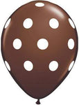 Marrón Chocolate con Grandes Lunares Blancos Globos de Látex de 11″ (50)