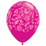 Qualatex Latex Damask Print Wild Berry 11″ Latex Balloons (50 count)