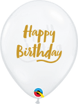 Qualatex Latex Diamond Clear Birthday Brush Script 11″ Latex Balloons (50 count)