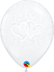 Qualatex Latex Diamond Clear Entwined Hearts 11″ Latex Balloons (50 count)