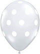 Diamond Clear with White Big Polka Dots 11″ Latex Balloons (50)