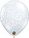Qualatex Latex Filigree Hearts-A-Round Clear 5″ Latex Balloons (100)