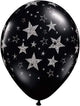 Glitter Stars & Stars-A-Round Onyx Black 11″ Latex Balloons (25)