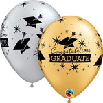 Qualatex Latex Graduation Congratulations Graduate Silver Gold 11″ Latex Balloons