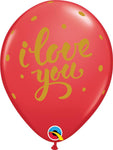 Qualatex Latex I Love You Bold Script Red 11″ Latex Balloons (50)