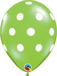 Qualatex Latex Lime Green with White Big Polka Dots 11″ Latex Balloons (50)