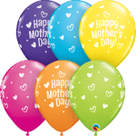 Qualatex Latex Mother's Day Hearts & Dots 11″ Latex Balloons (50 count)