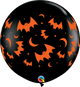 Onyx Black Flying Bats & Moons 3′ Latex Balloons (2 count)