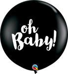 Onyx Black Oh Baby! 36″ Latex Balloons (2 count)