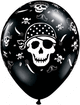 Onyx Black Pirate Skull &amp; Crossbones Globos de látex de 11″ (50)