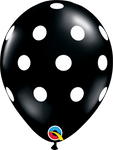 Qualatex Latex Onyx Black with White Big Polka Dots 11″ Latex Balloons (50)