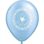 Qualatex Latex Pearl Azure For Your Baptism 11″ Latex Balloons (50 count)