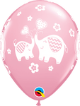 Qualatex Latex Pink It's a Girl Elephants 11″ Latex Balloons (50 count)
