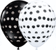 Globos de látex de 11″ en blanco y negro de ónix surtidos con lunares (50)