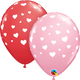 Random Hearts-A-Round Globos de Látex Rojos y Rosados ​​de 11″ (50)