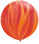 Globos de látex de 30″ de superágata arcoíris rojo naranja (2 unidades)