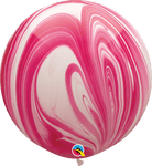 Red & White SuperAgate 30″ Latex Balloons (2 count)