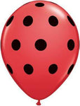 Qualatex Latex Red with Black Big Polka Dots 11″ Latex Balloons (50)