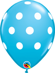 Qualatex Latex Robin's Egg Blue with White Big Polka Dots 11″ Latex Balloons (50)