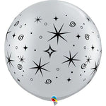 Qualatex Latex Sparkles and Swirls Silver 30″ Latex Balloons (2 count)