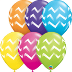 Qualatex Latex Tropical Assortment Chevron Stripes 11″ Latex Balloons (50 count)