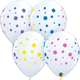 Globos de látex de 11″ con puntos de colores blancos (50 unidades)