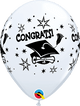White Congrats! Graduation Cap 11″ Latex Balloons (50 count)