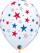 White Red & Blue Stars 11″ Latex Balloons (50 count)