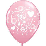 Qualatex Latex Yes! I'm A Girl 11" Latex Balloons (50 Count)