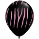 Zebra Stripes Onyx Black w/Pink Ink 11″ Latex Balloons (50)