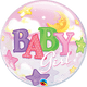 22" Baby Girl Moon & Stars Bubble Balloon