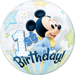 Qualatex Mylar & Foil 22" Disney Mickey Mouse 1st Birthday Bubble Balloon