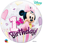 Qualatex Mylar & Foil 22" Disney Minnie Mouse 1st Birthday Bubble Balloon