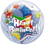 Qualatex Mylar & Foil 24" Stars Happy Birthday Double Balloons