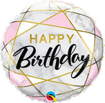 Qualatex Mylar & Foil Birthday Marble Rectangles 18″ Balloon