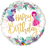 Qualatex Mylar & Foil Birthday Wild Flower Fairies 18″ Balloon