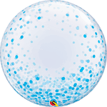 Qualatex Mylar & Foil Blue Confetti Dots 24″ Bubble Balloon