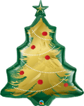 Qualatex Mylar & Foil Christmas Tree Brushed Gold 40″ Balloon