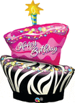 Qualatex Mylar & Foil Funky Zebra Birthday Cake 41″ Balloon