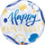 Qualatex Mylar & Foil Happy Birthday Blue & Gold Dots Bubble 22″ Balloon