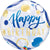Qualatex Mylar & Foil Happy Birthday Blue & Gold Dots Bubble 22″ Balloon