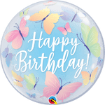 Qualatex Mylar & Foil Happy Birthday Butterflies 22″ Bubble Balloon